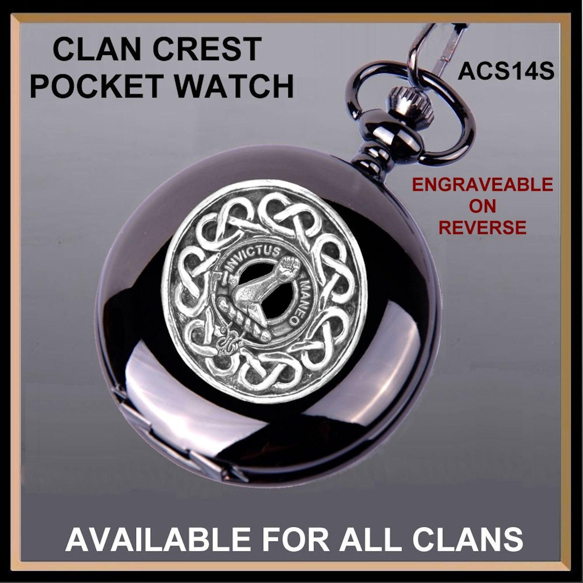 Armstrong Clan Crest  Black Pocket Watch