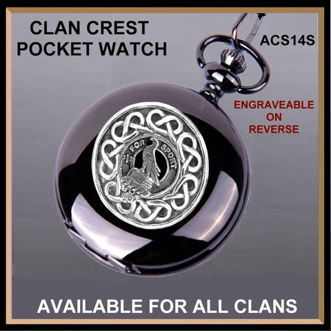 Clelland Clan Crest  Black Pocket Watch