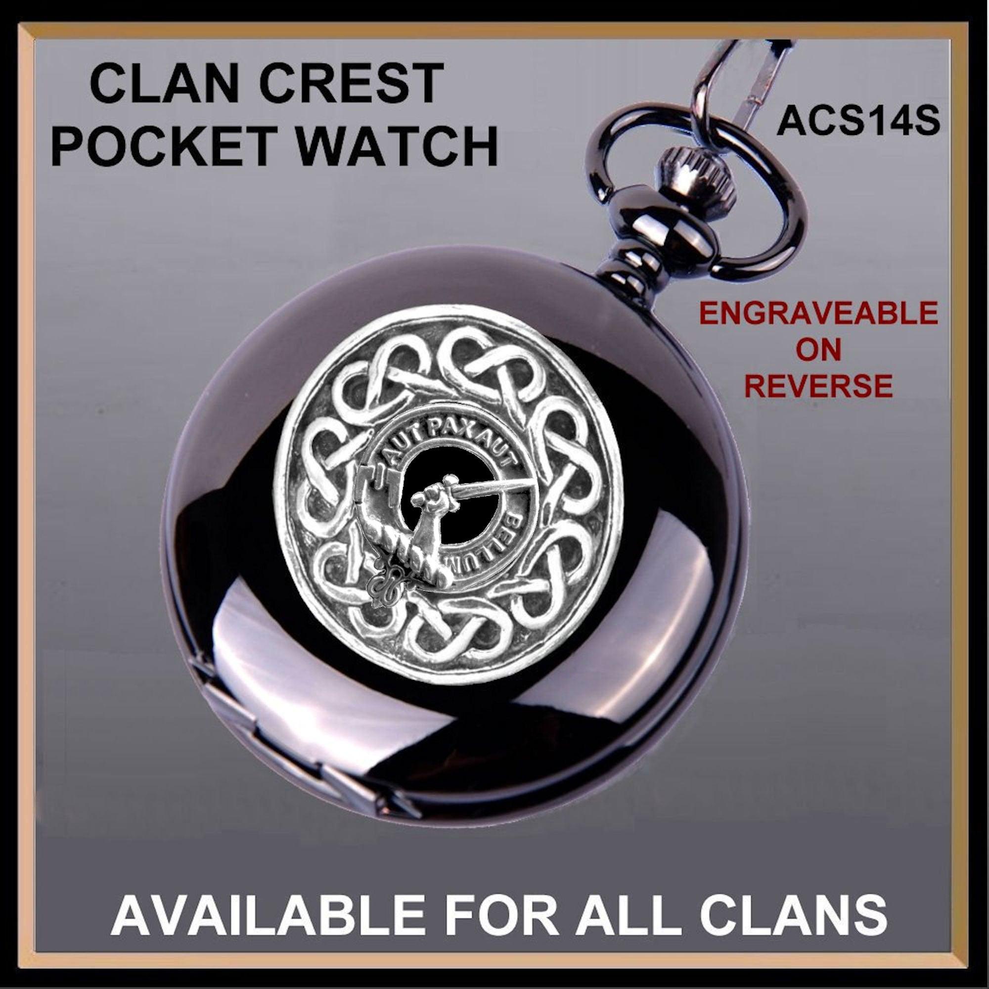Gunn Clan Crest  Black Pocket Watch