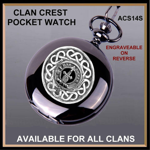 Kirkpatrick Clan Crest  Black Pocket Watch