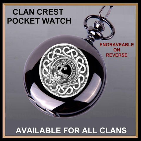 MacDonald Isles Clan Crest  Black Pocket Watch