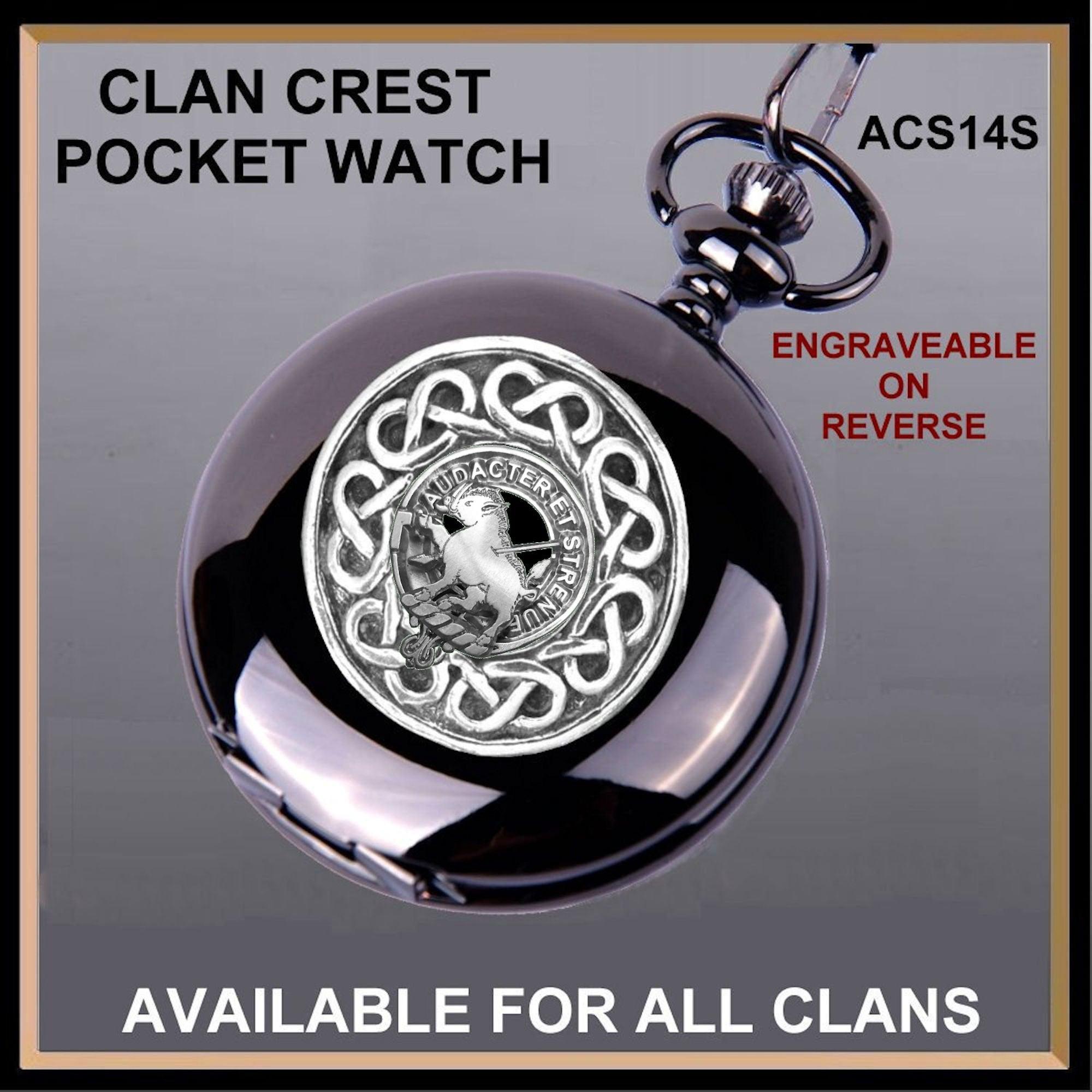 Pollock Scottish Clan Crest Pocket Watch