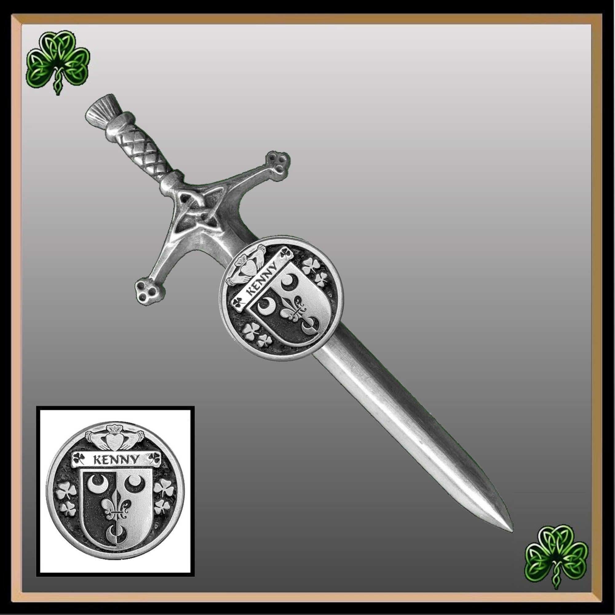 Kenny Irish Coat of Arms Disk Kilt Pin