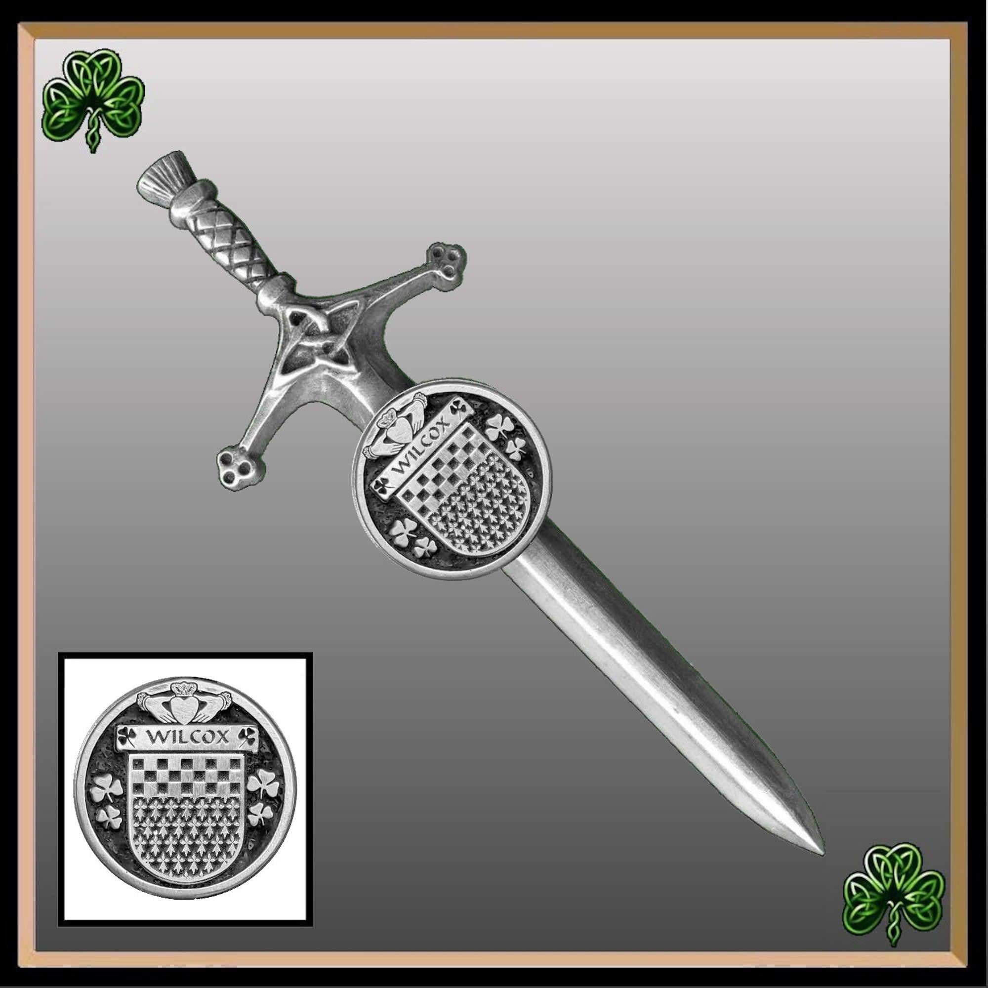 Wilcox Irish Coat of Arms Disk Kilt Pin