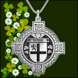 Burke Irish Coat of Arms Celtic Cross Pendant ~ IP04 