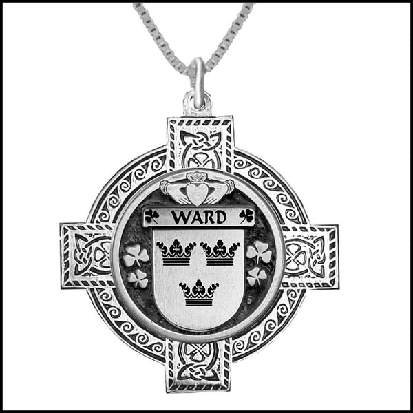 Ward Irish Coat of Arms Celtic Cross Pendant ~ IP04 