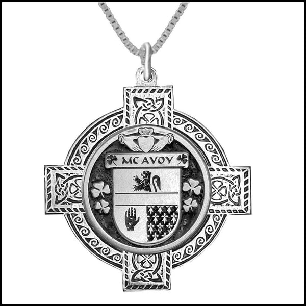 McAvoy Irish Coat of Arms Celtic Cross Pendant ~ IP04