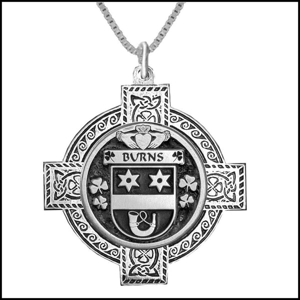 Burns Irish Coat of Arms Celtic Cross Pendant ~ IP04