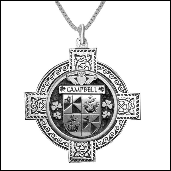 Campbell Irish Coat of Arms Celtic Cross Pendant ~ IP04