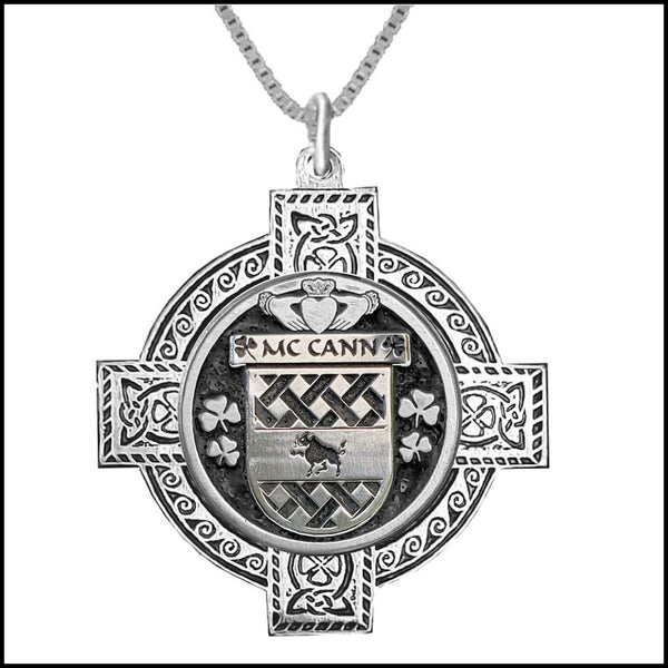 McCann Irish Coat of Arms Celtic Cross Pendant ~ IP04