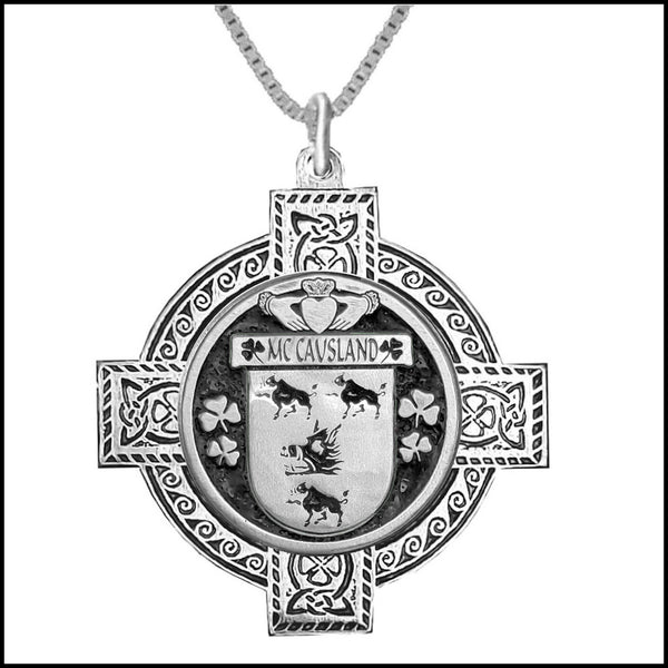 McCausland Irish Coat of Arms Celtic Cross Pendant ~ IP04