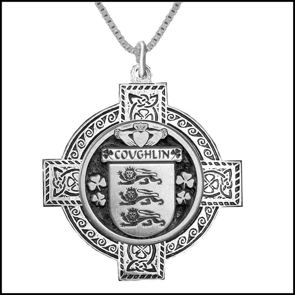 Coughlin Irish Coat of Arms Celtic Cross Pendant ~ IP04