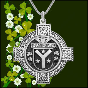 Cunningham Irish Coat of Arms Celtic Cross Pendant ~ IP04