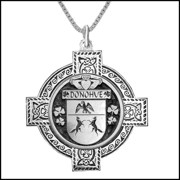 Donohue Irish Coat of Arms Celtic Cross Pendant ~ IP04