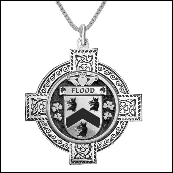 Flood Irish Coat of Arms Celtic Cross Pendant ~ IP04