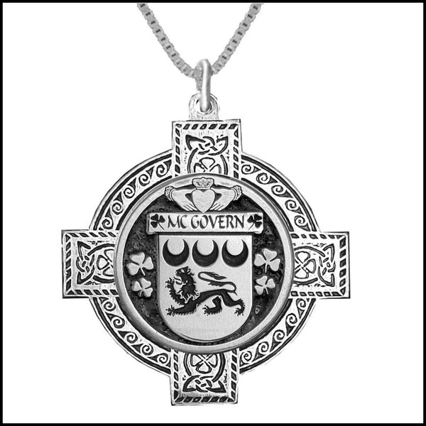 McGovern Irish Coat of Arms Celtic Cross Pendant ~ IP04