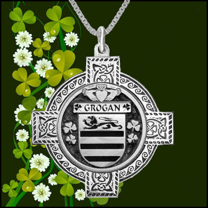 Grogan Irish Coat of Arms Celtic Cross Pendant ~ IP04