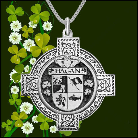 Hagan Irish Coat of Arms Celtic Cross Pendant ~ IP04