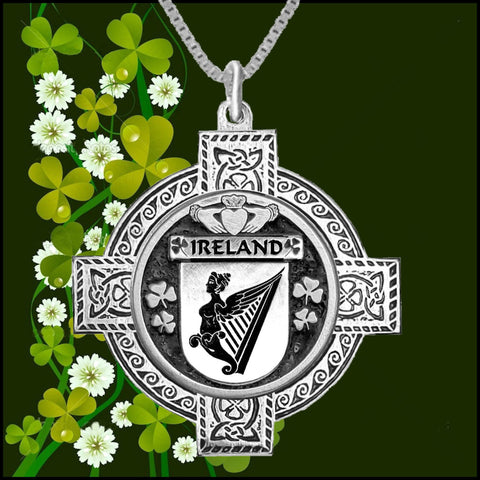 Ireland Irish Coat of Arms Celtic Cross Pendant ~ IP04