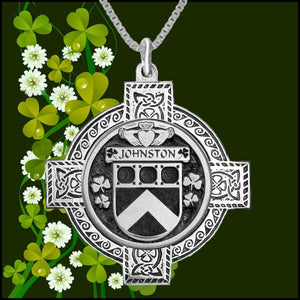 Johnston Irish Coat of Arms Celtic Cross Pendant ~ IP04