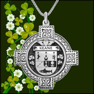 Keane Irish Coat of Arms Celtic Cross Pendant ~ IP04