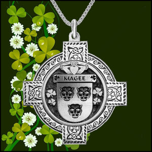 Magee Irish Coat of Arms Celtic Cross Pendant ~ IP04