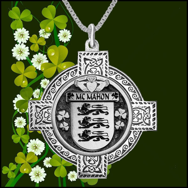 McMahon Irish Coat of Arms Celtic Cross Pendant ~ IP04