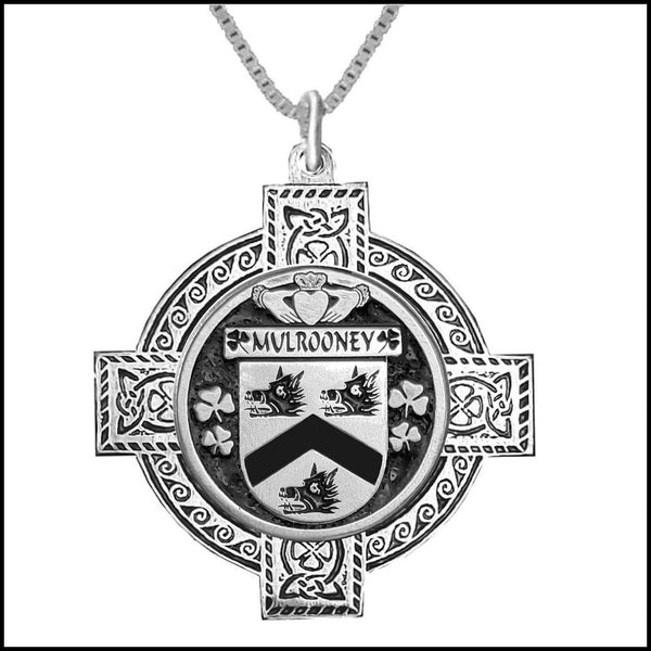 Mulrooney Irish Coat of Arms Celtic Cross Pendant ~ IP04