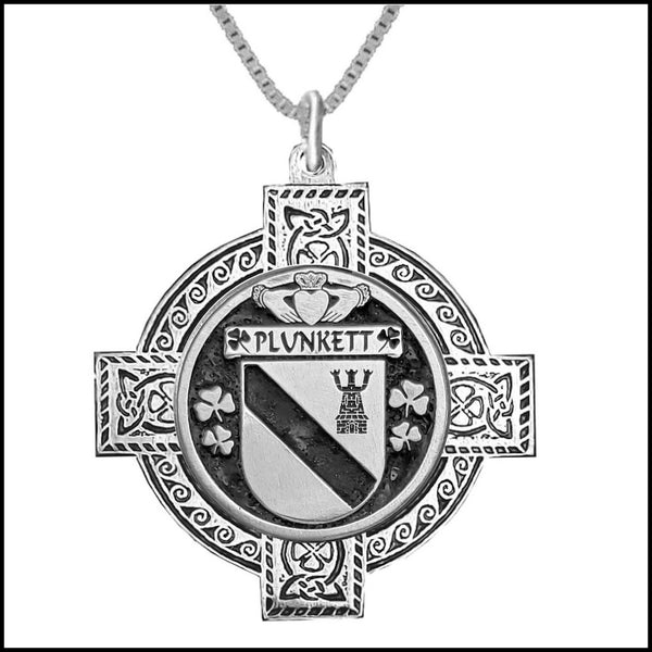Plunkett Irish Coat of Arms Celtic Cross Pendant ~ IP04