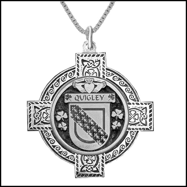 Quigley Irish Coat of Arms Celtic Cross Pendant ~ IP04