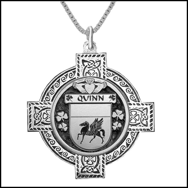 Quinn Irish Coat of Arms Celtic Cross Pendant ~ IP04