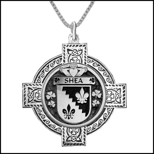 Shea Irish Coat of Arms Celtic Cross Pendant ~ IP04