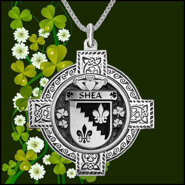 Shea Irish Coat of Arms Celtic Cross Pendant ~ IP04