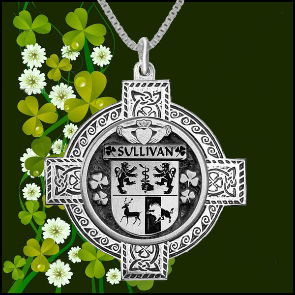 Sullivan Irish Coat of Arms Celtic Cross Pendant ~ IP04