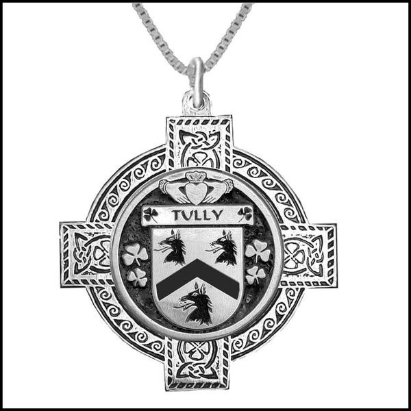 Tully Irish Coat of Arms Celtic Cross Pendant ~ IP04