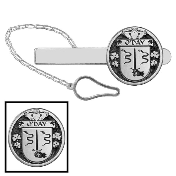 O'Day Irish Coat of Arms Disk Loop Tie Bar ~ Sterling silver