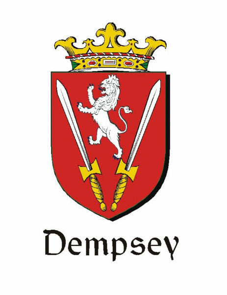 Dempsey Irish Coat of Arms Disk Loop Tie Bar ~ Sterling silver
