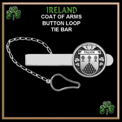 Fagan Irish Coat of Arms Disk Loop Tie Bar ~ Sterling silver