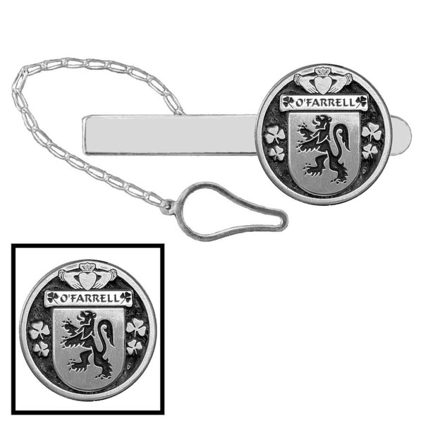 O'Farrell Irish Coat of Arms Disk Loop Tie Bar ~ Sterling silver