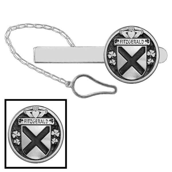 Fitzgerald Irish Coat of Arms Disk Loop Tie Bar ~ Sterling silver