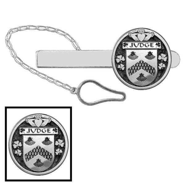 Judge Irish Coat of Arms Disk Loop Tie Bar ~ Sterling silver