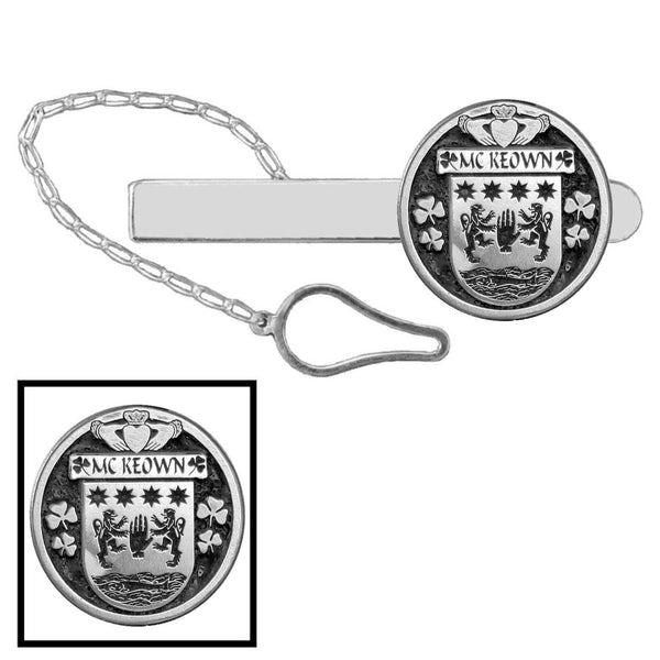 McKeown Irish Coat of Arms Disk Loop Tie Bar ~ Sterling silver