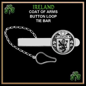 Lawlor Irish Coat of Arms Disk Loop Tie Bar ~ Sterling silver