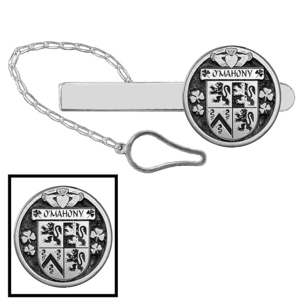 O'Mahony Irish Coat of Arms Disk Loop Tie Bar ~ Sterling silver