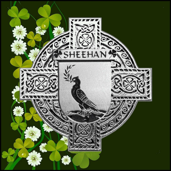 Sheehan Irish Celtic Cross Badge 8 oz. Flask Green, Black or Stainless