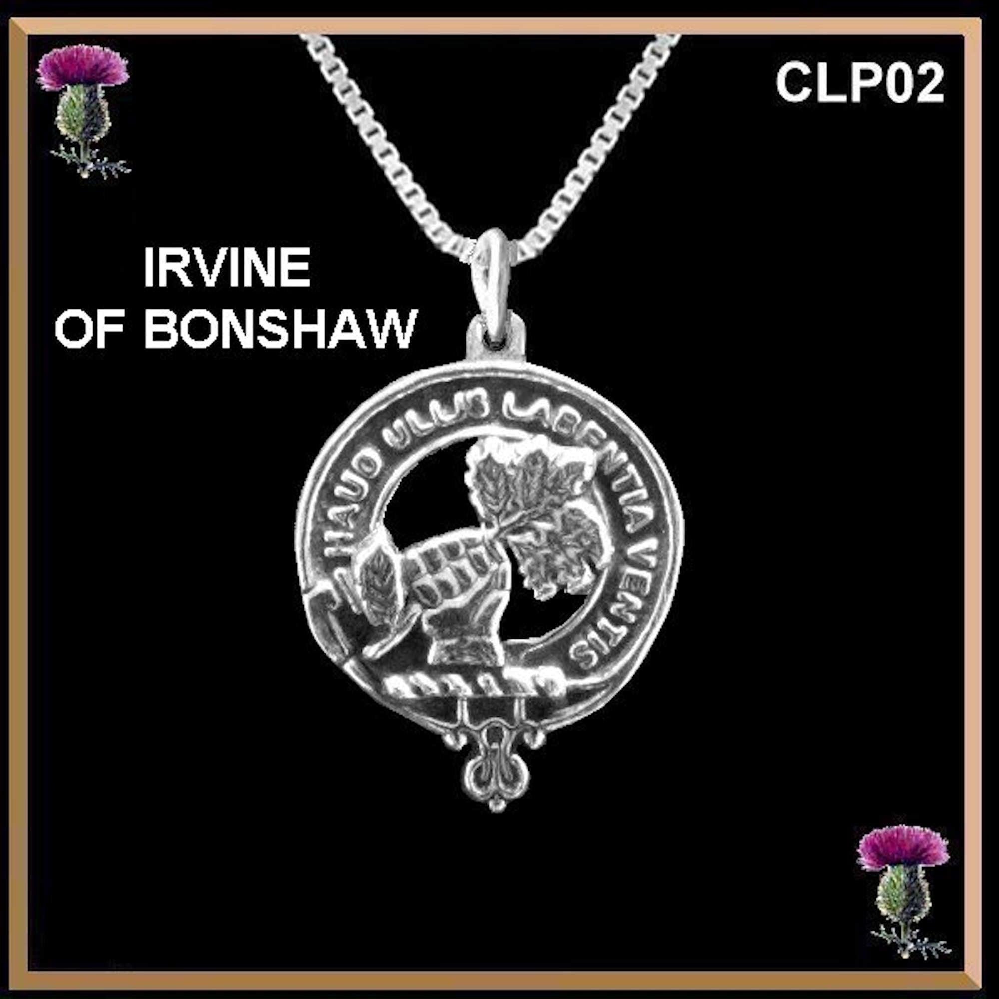 Irvine Bonshaw Clan Crest Scottish Pendant  CLP02