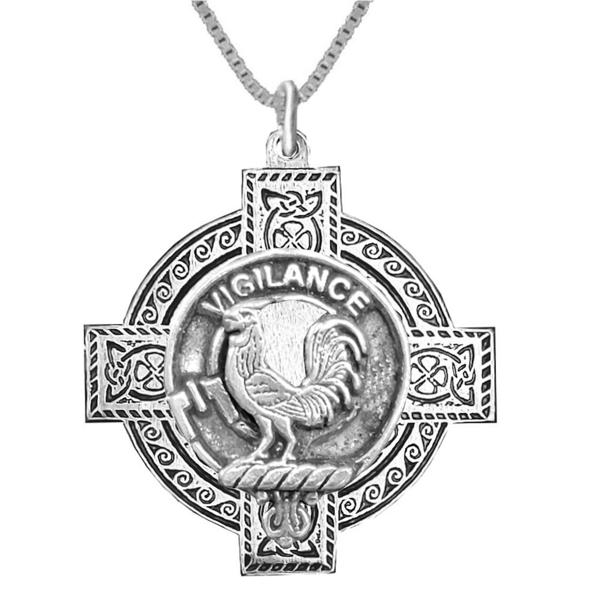 Laing Clan Crest Celtic Cross Pendant Scottish ~ CLP04