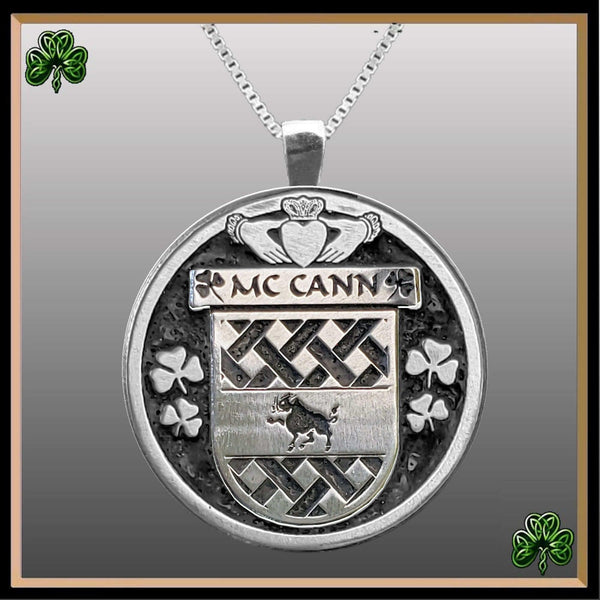 McCann Irish Coat of Arms Disk Pendant, Irish