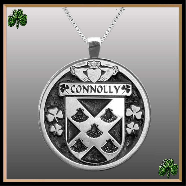Connolly Irish Coat of Arms Disk Pendant, Irish