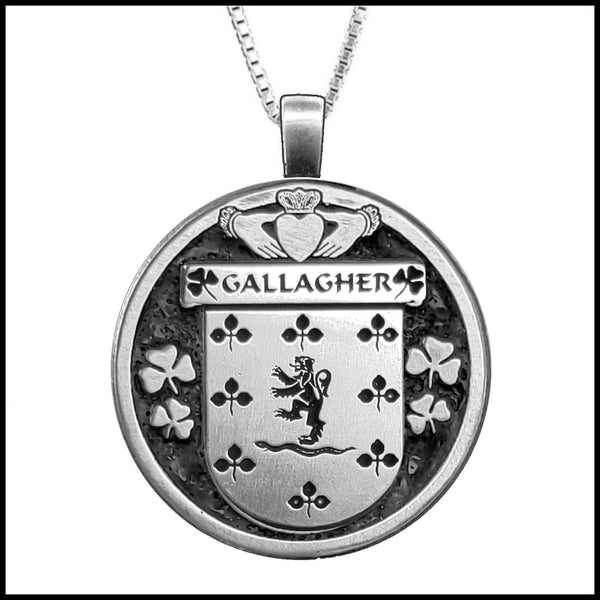 Gallagher Irish Coat of Arms Disk Pendant, Irish